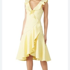 Gingham Ruffle V-Neck Dress by SIMKHAI